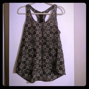 Beautiful black and tan high-low blouse